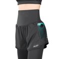 thumbnail image 4 of Pantalones deportivos de dos piezas de cintura alta para chica gordita, pantalones de fitness para mujer, pantalones de yoga de secado rápido, pantalones cortos para correr, tallas grandes, otoño e, 4 of 5