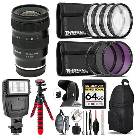 Tamron 20-40mm f/2.8 Di III VXD Lens for Sony E + Flash + Tripod & More - 64GB Accessory Kit