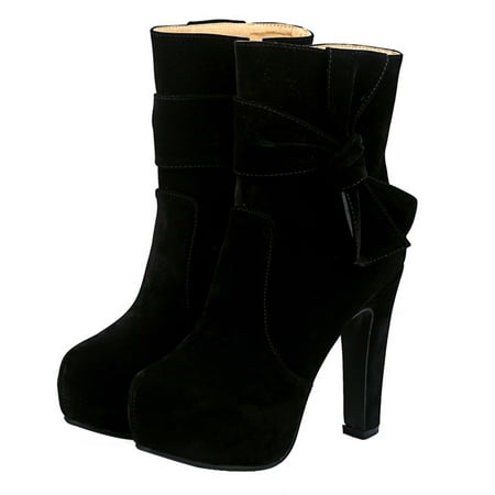

OUNONA 1 Pair Women Short Boots All-match Bowknot Boots Sexy High Heel Shoes