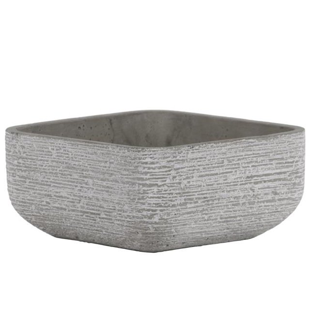 Collection Tendances Urbaines 53820 Ciment Bas Pot Carré avec Fond Conique & 44; Balais & Gris Clair