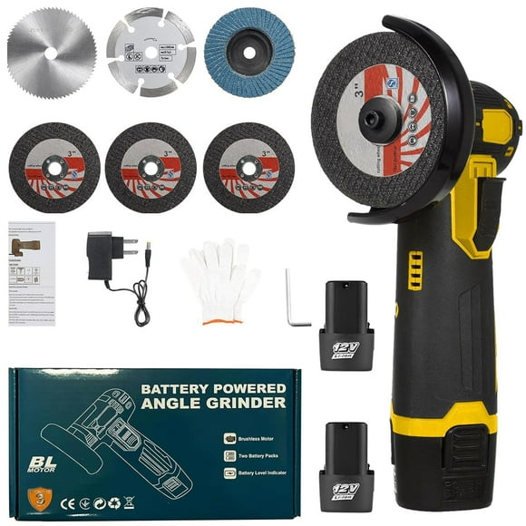 Amoladora angular VTWTV inalámbrica sin escobillas Mini 12 V con accesorios