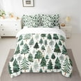 thumbnail image 2 of jejeloiu Kawaii Christmas Tree Bedding Comforter Set 7-Piece,Merry Xmas King Bedding Sets,Green White Bed Sheets For Boy Kids,Microfiber Bedroom Decor Reversible, 2 of 8