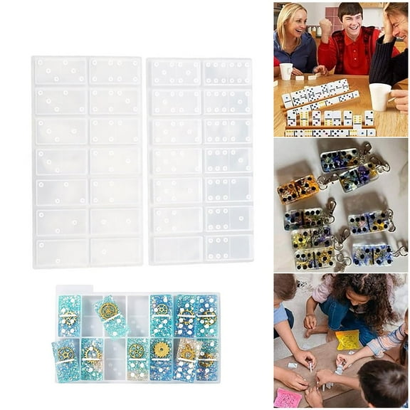 Clearance Epoxy silicone mold under $5,2 Pieces Silicone Resin Dominoes Reusable Resin Mould For Games DIY Silicone Molds For Personlized Dominoes 1PC