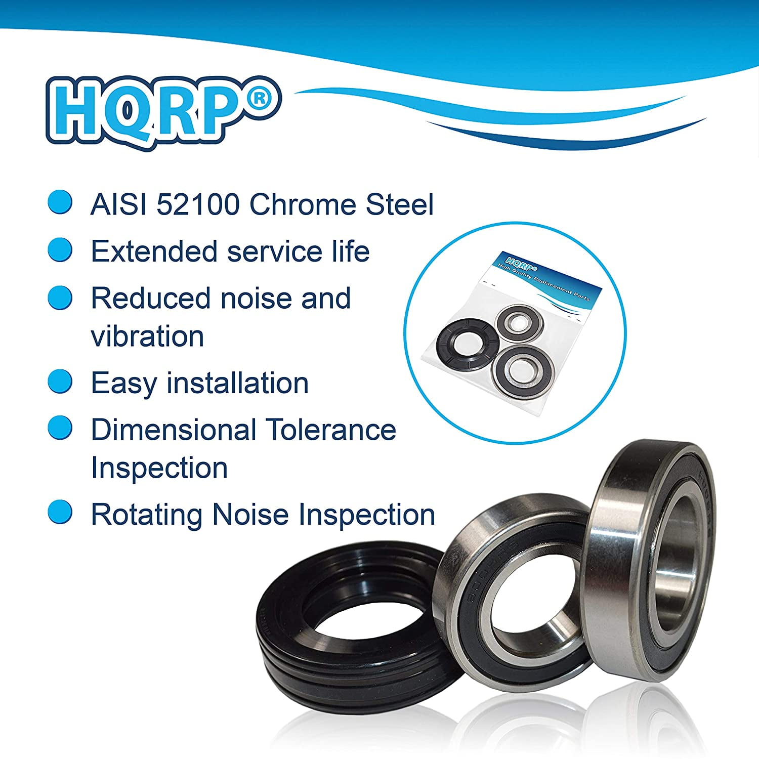 HQRP Bearing and Seal Kit for Samsung DC97-15328L WF209 WF210 WF218 WF219 WF220 WF231 WF330 Washer Tub