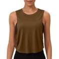 thumbnail image 3 of Women's Workout Tank Tops Lightweight Sleeveless Athletic Tops Drawstring Side Ruched Yoga Running Shirts Brown 2XL, 3 of 6
