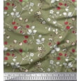 thumbnail image 1 of Soimoi Poly Georgette Fabric Leaves,Floral & Berries Fruits Printed Fabric 1 Yard 52 Inch Wide, 1 of 1