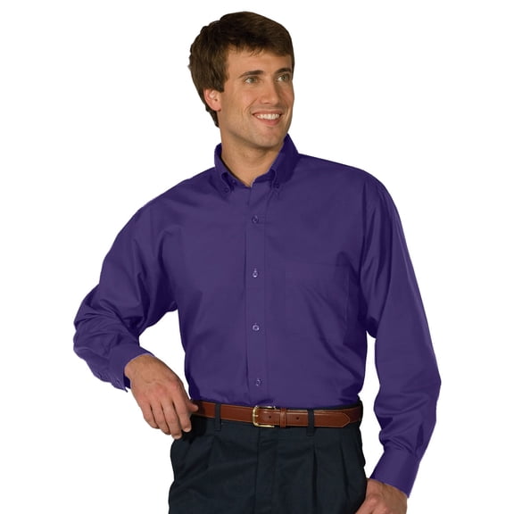 Edwards Men's Long Sleeve Soft Touch Poplin Shirt, PURPLE, 2XL