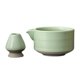 thumbnail image 2 of Juego de 2 cuencos de cerámica para matcha con pico vertedor Verde, 2 of 9