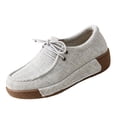 thumbnail image 3 of IEMIEMIEM Women’s Canvas Loafers Breathable Lace-Up Platform Casual Soft Comfort Walking Shoes Lightweight Non Slip Wedge Sneakers for Daily Outdoor Travel Work All Day Standing Wear Gray 7.5 Wide, 3 of 6