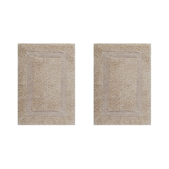 Better Trends Premium 2 Piece Bathroom Rug Set 100% Cotton, Extra Soft Tufted Bath Mat, Water Absorbent & Reversible Mat, Sand Lux Collection