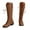 Brown, variant on Knee High Boots Women Lace up Cap Toe Tall Riding Boots Vintage Leather Zipper Low Heel Over the Knee Motorcycle Boots