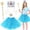 Blue, variant on 5-Piece Pink Princess Cosplay Set for Women, Pink Tutu Skirt Costume Accessories with Gold Sequin Crown, Gloves & Gem Jewelry for Halloween Dress-Up