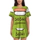 thumbnail image 1 of Balery Fresh Sushi Conjunto de Pijama para Mujer con Estampado, Dos Piezas de Manga Corta y Shorts, Ropa de Dormir Suave con Cuello Redondo y Bolsillos-Large, 1 of 6