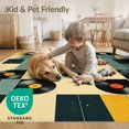 thumbnail image 4 of ODIKA 2'x3' Washable Samll Area Rug Non-Slip, Low Pile Vinyl Music Vintage Album Grid Abstract Equalizer Record Minimalist for Entryway, Kitchen, Laundry Room, 4 of 7