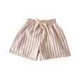 thumbnail image 2 of MKOSPLRT 2-10 Years Kids Shorts Striped Lounge Shorts Elastic Waist Drawstring Summer Shorts Soft Cotton Linen Shorts for Little Girl, 2 of 5