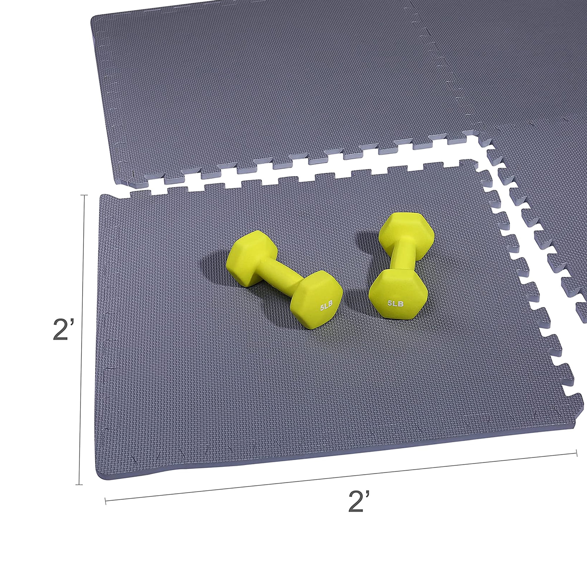 BalanceFrom 12-Pack 24”x24” Interlocking Foam Puzzle Exercise Mat, 1/2” Thick, Gray