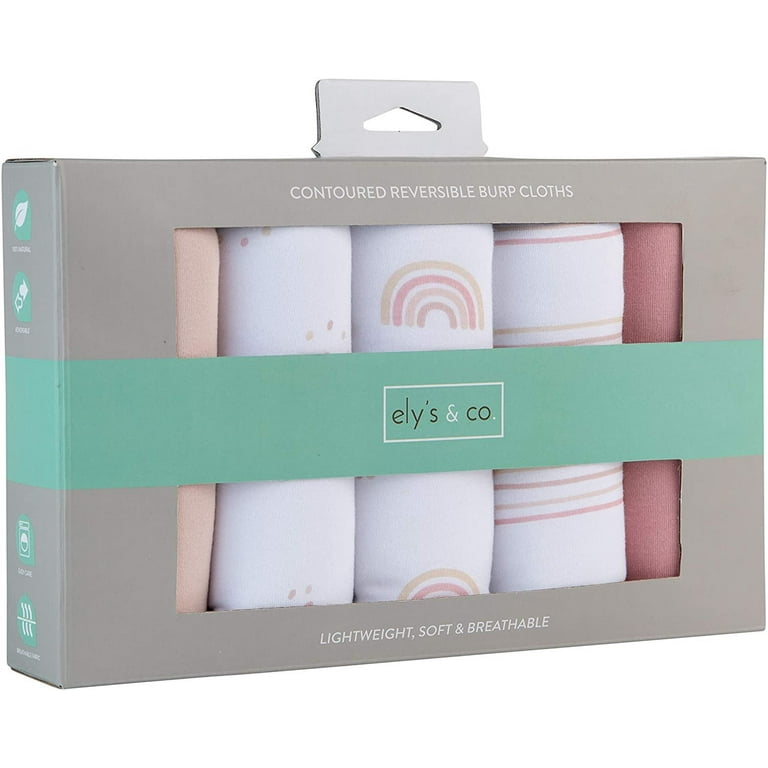 Ely's & Co Contoured Reversible Burp Cloths - Dusty Pink Rainbow Ely's & Co Contoured Reversible Burp Cloths - Dusty Pink Rainbow