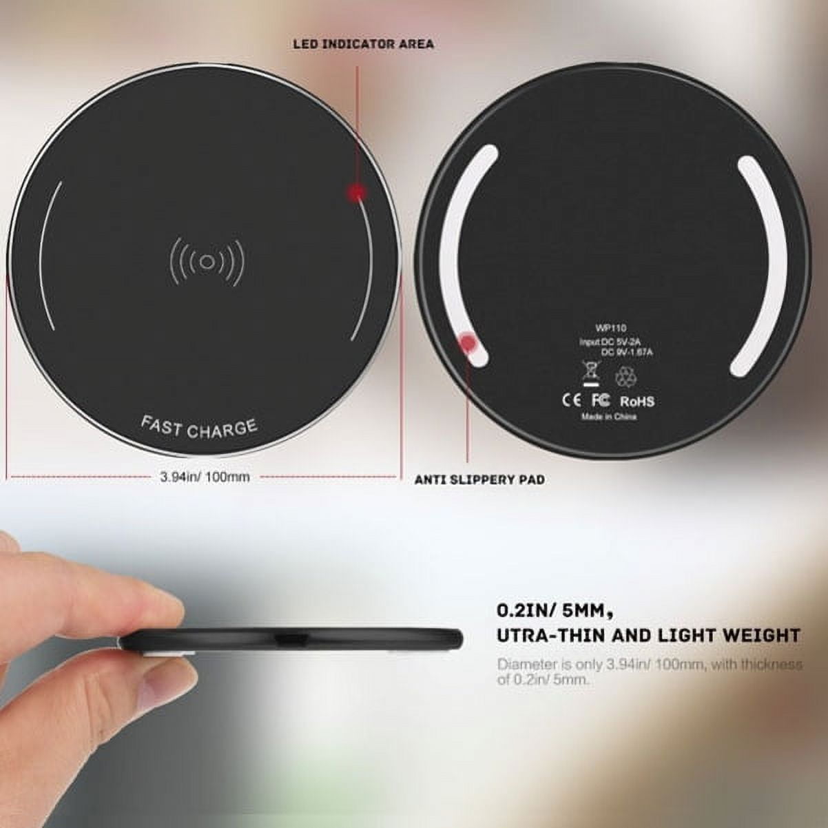 10W Fast Wireless Charger Charging Slim Pad w 30W Adaptive Fast 2-Port Home Wall Travel AC USB Charger L1G for Motorola Droid Turbo, Google Nexus 6, 2 Mini MAXX - Nokia 8, Lumia 930 920 1520