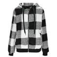 thumbnail image 5 of Women's Lightweight Plaid Shacket Fleece Lined Hooded Jacket Long Sleeve Warm Coat Casual Fall Winter Fashion, 5 of 7