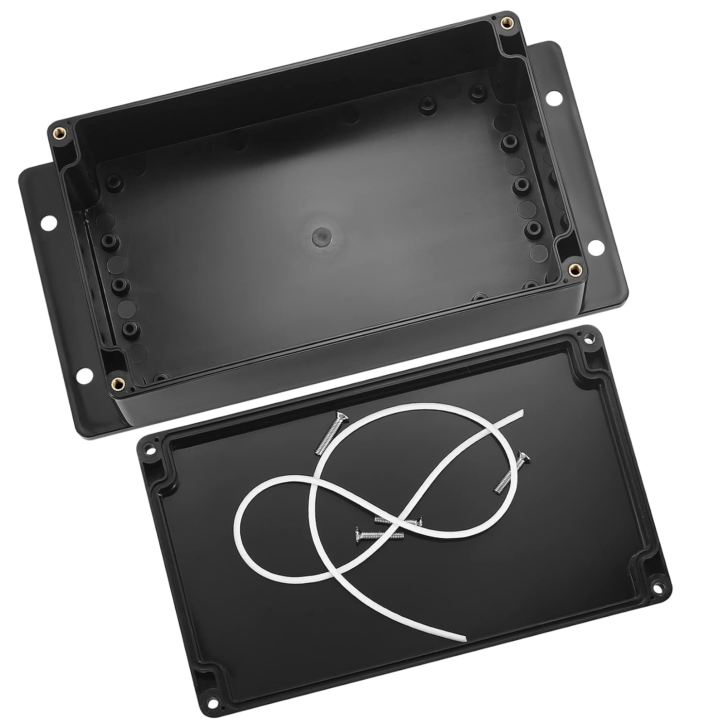 Junction box, junction box, IP65 waterproof electronic box, plastic casing for electronic projects, fixed ear junction box, black 200x120x75 mm