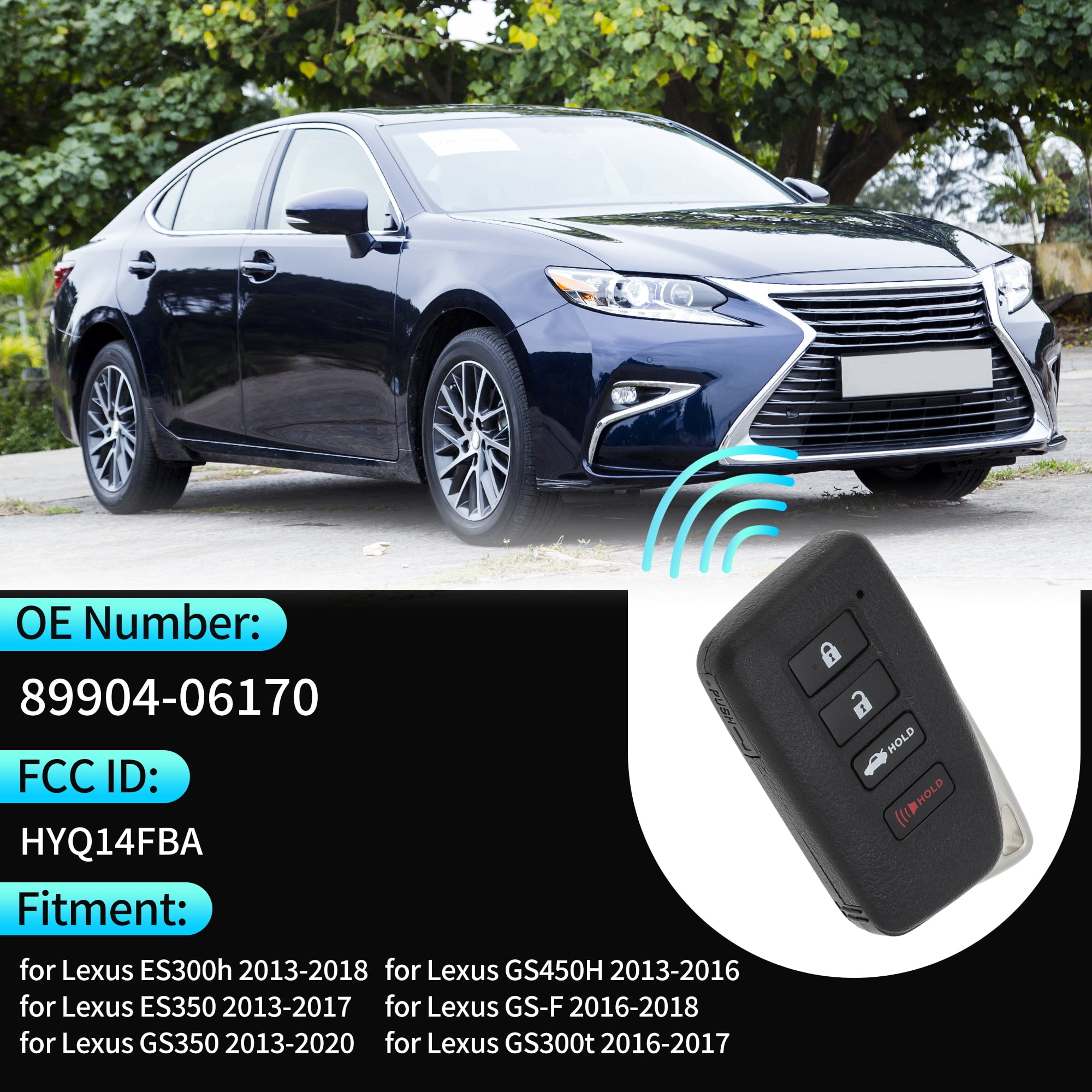 HYQ14FBA 314.3 MhzReplacement Keyless Entry Remote Smart Key Fob for Lexus GS350 2013-2020 for Lexus ES300h 2013-2018 g Chip 89904-06170 4 Buttons
