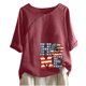thumbnail image 4 of Mujeres Día de la Independencia 1/2 Manga Casual Cuello Redondo Impreso Botón Suelto Túnica Camisa Blusa Tops Fridja  hjk846, 4 of 5
