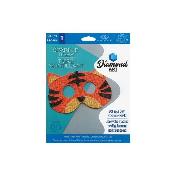 Diamond Art By Leisure Arts Costume Foam Mask Tiger, Beginner Diamond Painting Kits For Adults, Art For Adults, Kit, Painting