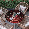 thumbnail image 3 of Round Fitted Tablecloths with Elastic Edge Merry Christmas Words Waterproof Table Cover for Kitchen Dining Party Decor,55" - 60", 3 of 9