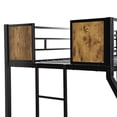 thumbnail image 7 of Bunk Bed Twin Over Full with Trundle, Metal Loft Bed with 2 Side Ladders, Twin Size Trundle Bed with Wheels, Space-Saving, No Box Spring Needed, Black+Brown, 7 of 7