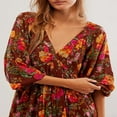 thumbnail image 4 of Robe d'Été Femme avec Manches 3/4 et Col en V Profond à Imprimé Floral, 4 of 5
