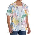 thumbnail image 2 of Balery Zebra Colourful Camisa Casual de Manga Corta con Botones para Hombre, Texturizada, Estilo Cubano, para Playa, Verano-X-Large, 2 of 5