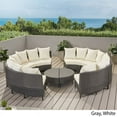 thumbnail image 3 of Noble House Newton 8 Seater Round Wicker Sectional Sofa Set Gray/White, 3 of 4