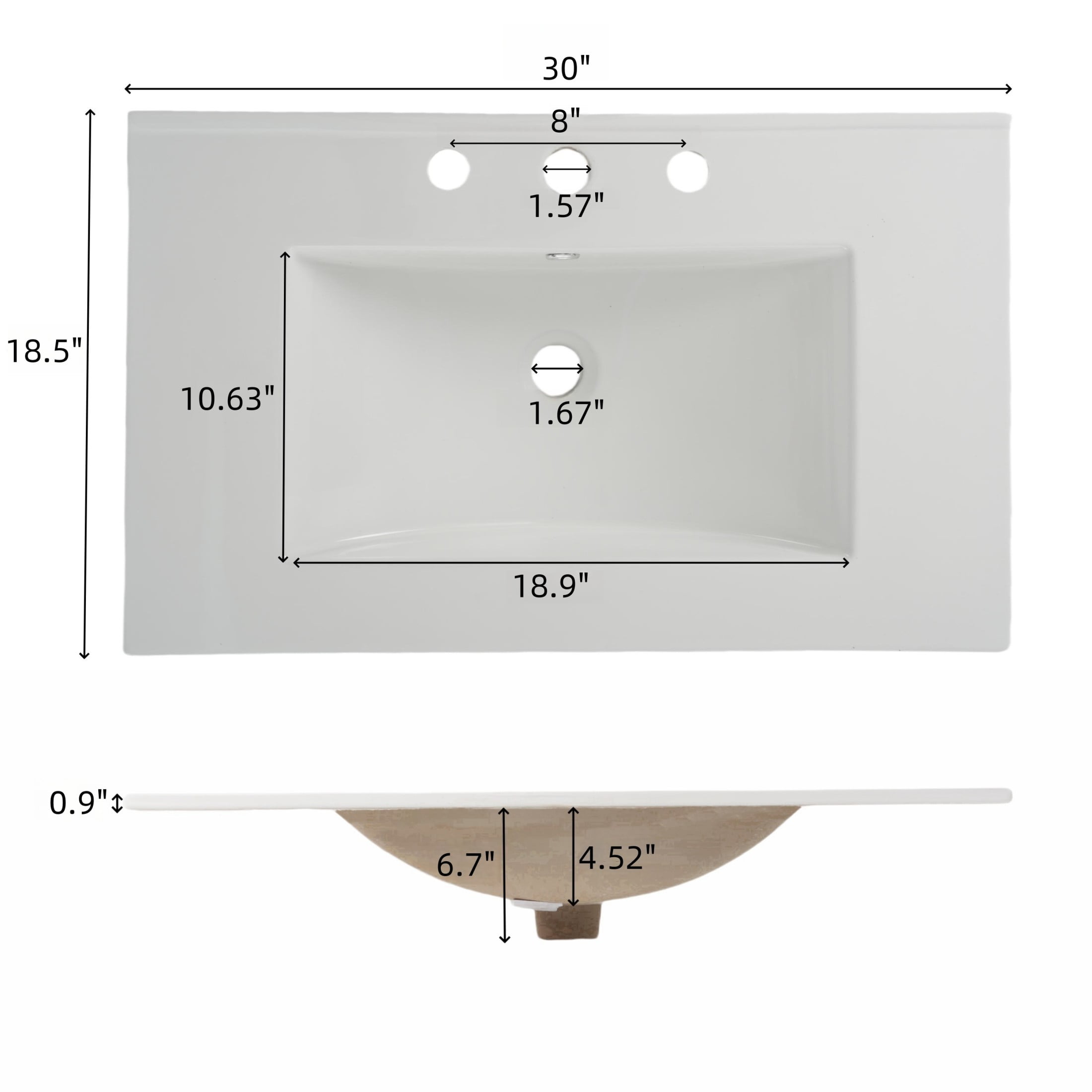 Christopher Knight Home 30" Bathroom Vanity with Sink, Soft-Close Drawers & Beveled Handleless Design, White