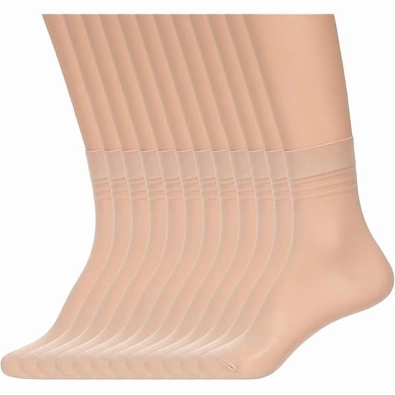 Eryueer 6 Pairs Sheer Socks for Women, Thin Soft Ankle High Nylon Socks Stylish, Reinforced Toe Ankle Stockings for Women (Nude)