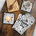 thumbnail image 5 of Black and White Flower Kitchen Oven Mitt and Pot Holder Sets 4 Pcs for Baking, Cooking and Grilling, Heat Resistant Up To 392 °F, 5 of 7