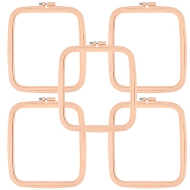 5 Pcs Square Embroidery Hoop Set, 8.7 x 7.7 in ABS Plastic Cross Stitch Hoop, Peach Punch Needle Hoop for Embroidery, Sewing, and Crafting