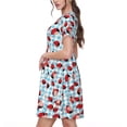 thumbnail image 2 of Disketp Flowers and Lady Bugs para Vestido de Manga Corta para Mujeres, Vestidos de Verano para Mujeres, Casual y Holgado para la Playa, 2 of 6