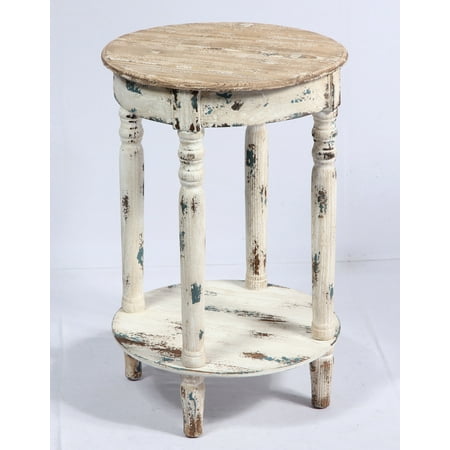Emerald Home Saxon Weathered Wood Accent Table with Open Shelf And Distressed Paint (Best Paint For Distressing Wood Furniture)