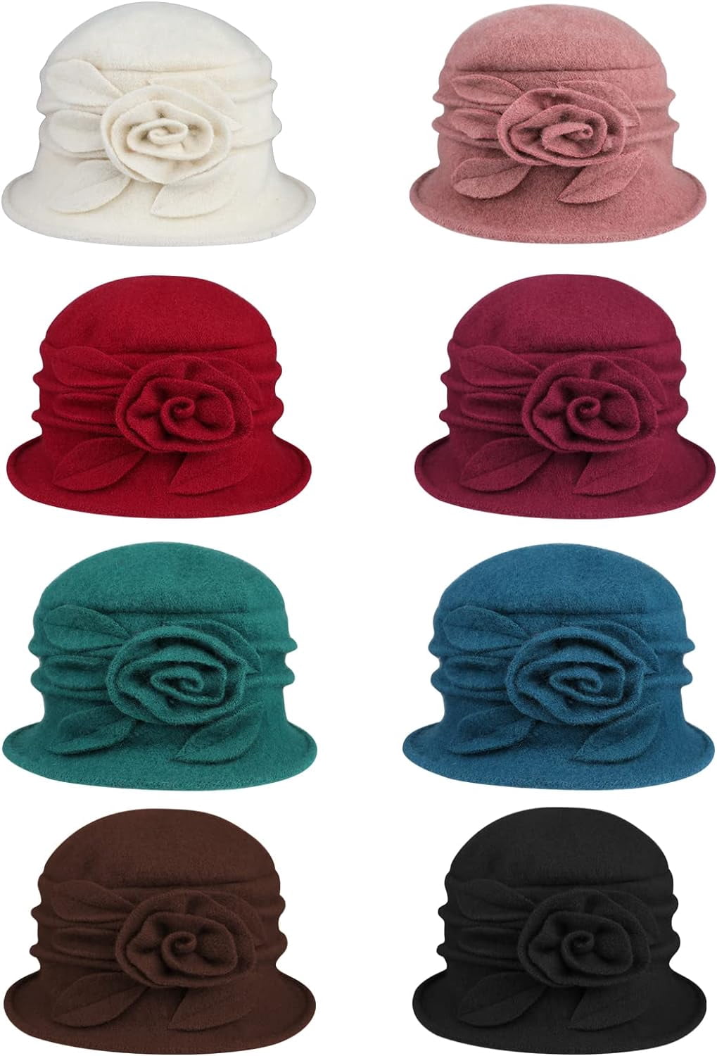 Women Beret Hat French Vintage Floral Wool Dress Cloche  display picture 2