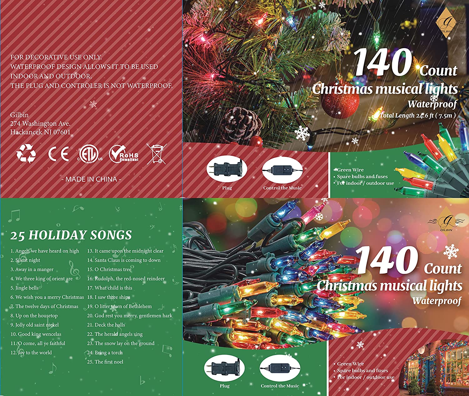 Gilbin 26 Ft LED Musical Christmas String Lights photo 6