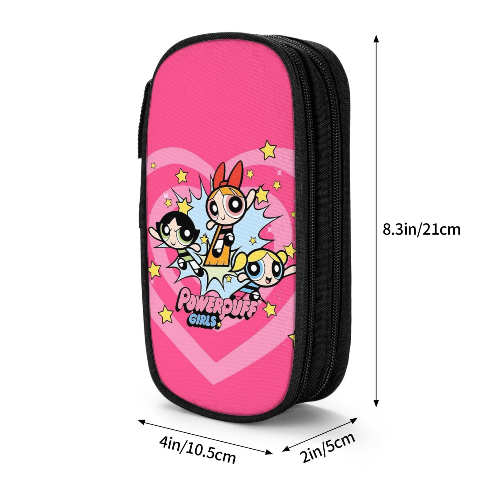 The Powerpuff Gi-rls Pencil Case Large Capacity Pencil Pouch Pen Bag Office Stationery Organizer Travel Makeup Bag Black