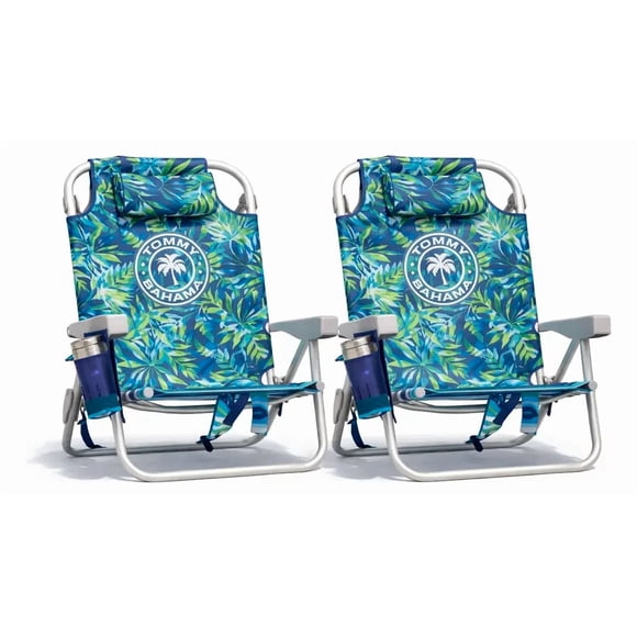 SILLA CAMASTRO DE PLAYA PORTATIL TOMMY BAHAMA 2 PZAS HOJAS