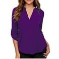 thumbnail image 1 of Hauts pour Femmes à Manches 3/4 à Col en V Tunique Décontractée Blouse Chemise Ample, 1 of 1