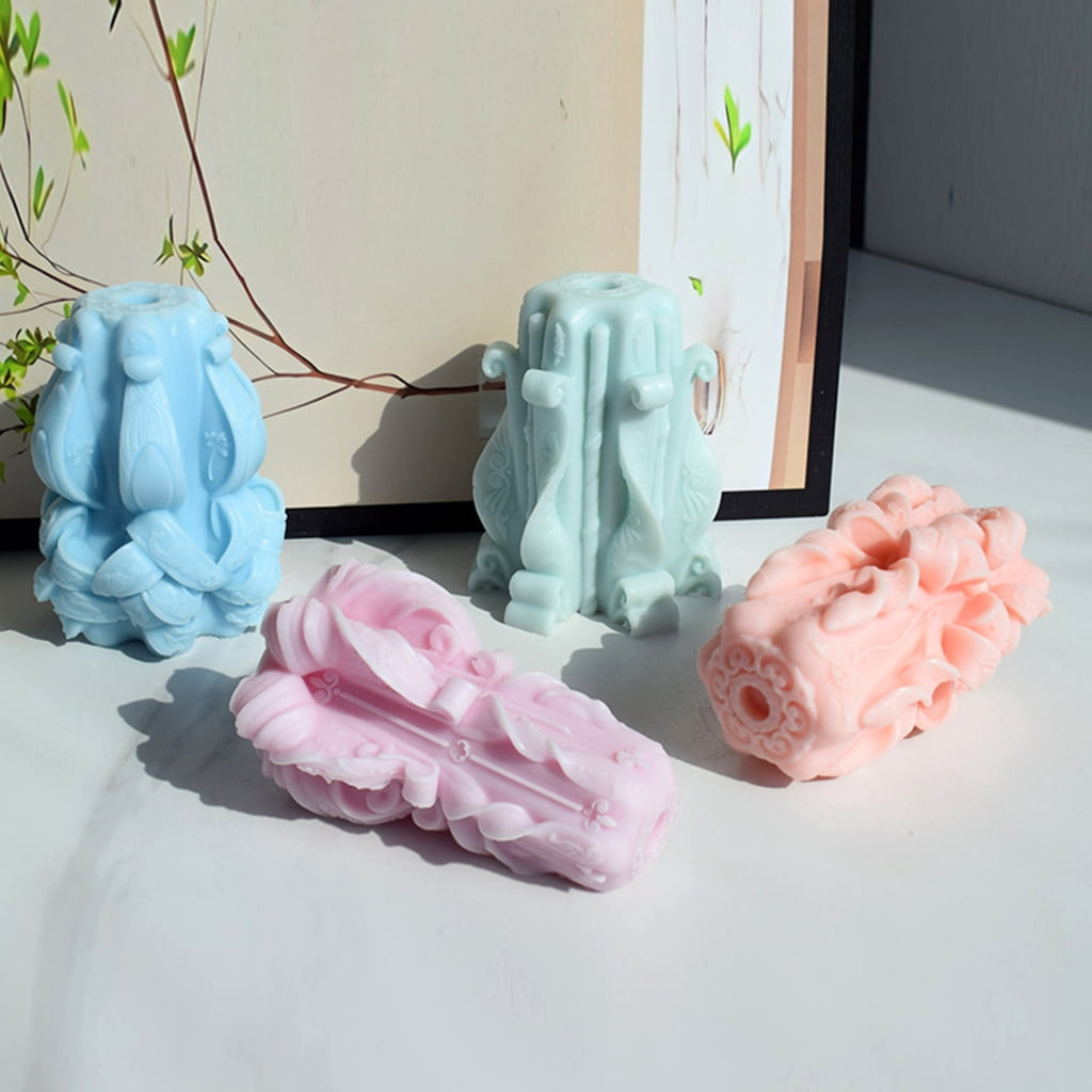 Silicone Candle Mold Candle Mold 3D Cylinder Plaster Epoxy Mold for DIY Soap Candle Making Wedding Decor