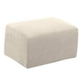 thumbnail image 5 of Stretch Ottoman Cover Ottoman Slipcovers Rectangle Foot Stool Covers Ottoman Foot Rest Cover Jacquard Fabric with Elastic Bottom Washable - Beige L, 83 to 116cm 17Beige L, 5 of 10