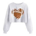 thumbnail image 4 of Crop Sweatshirt for Women Funny Football Baseball Mom Graphic Lantern Long Sleeve Pullovers Soft Lightweight Loose Fit Sweatshirts Trendy Print Shirts Daily Travel Outfits, White 2XL, 4 of 4