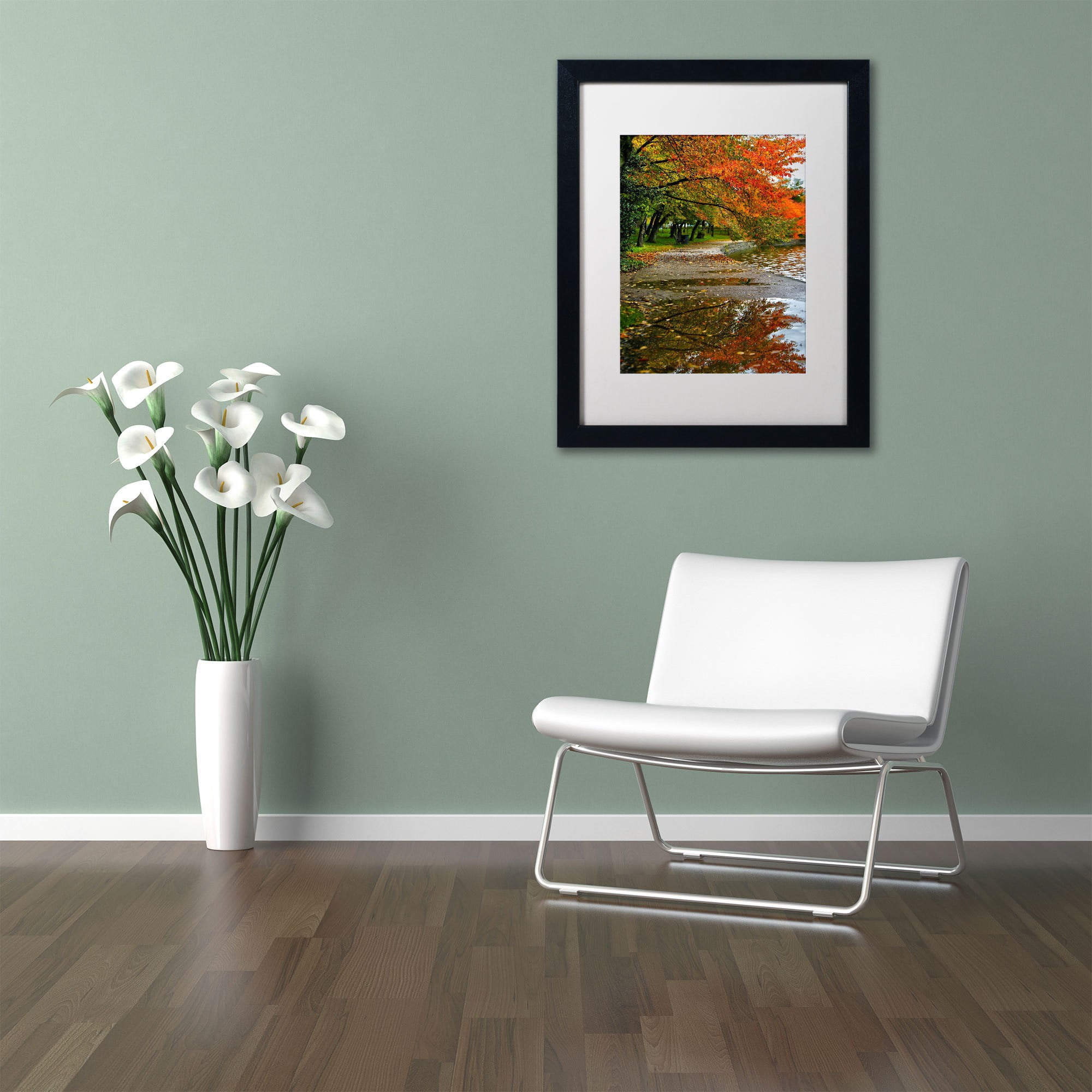 Trademark Fine Art "Tidal Basin Autumn 1" Canvas Art by CATeyes, White Matte, Black Frame
