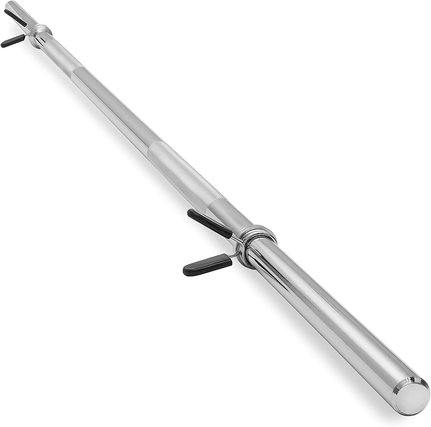 JUNC 1" Standard Weightlifting Barbell Straight Bar with Smooth Sleeves and Spring Collars