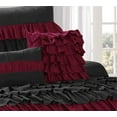 thumbnail image 4 of Unique Home 7 Piece BRISE Double Color Clearence Ruffled Comforter Set-Queen King Cal.King Size (King, Burgundy/Black), 4 of 5