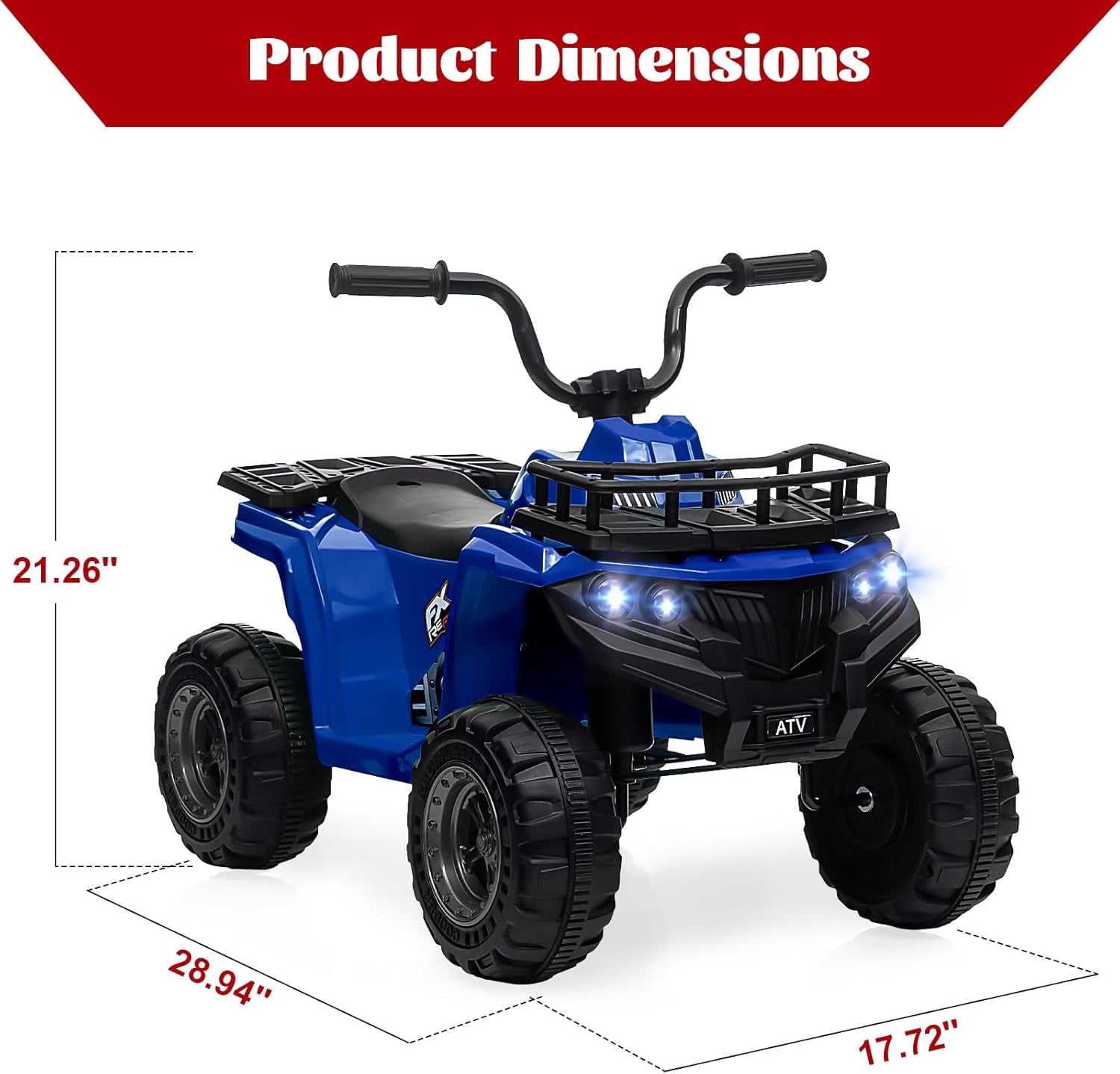 Trilenars 12V ATV Electric 4 Wheeler in Blue for Ages 2-5Y,Blue